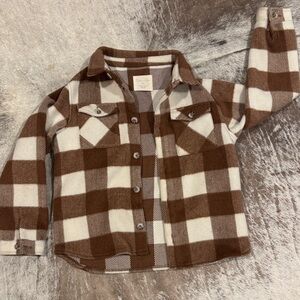 Rylee + Cru Brown and Cream Checkered Jacket